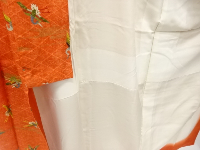  金彩　霞に鶴模様　小紋着物